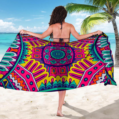 Colorful Mandala Bohemian Pattern Print Beach Sarong Wrap