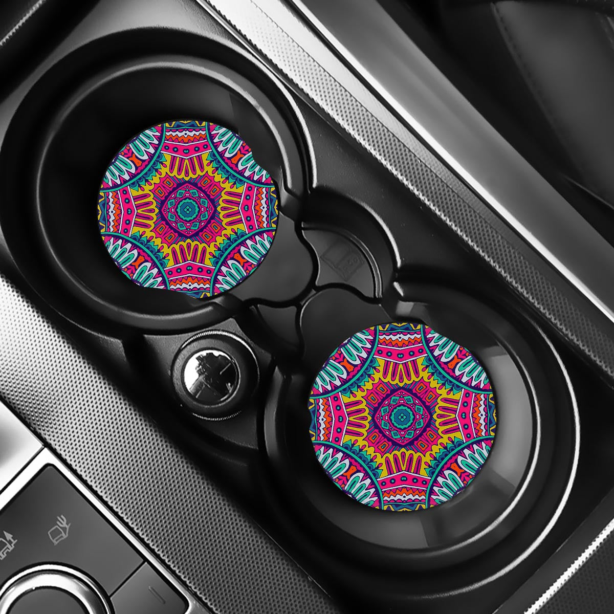 Colorful Mandala Bohemian Pattern Print Car Coasters