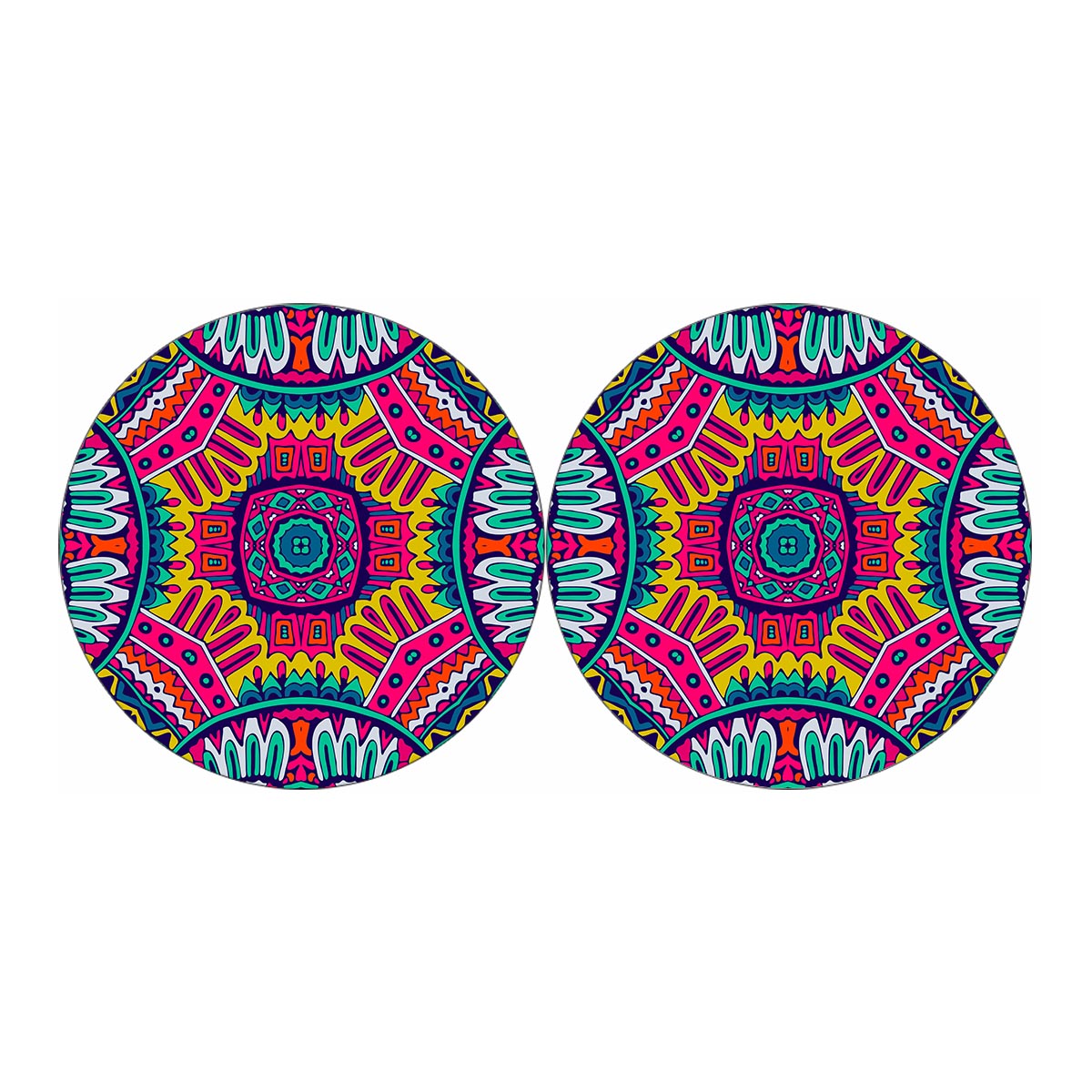 Colorful Mandala Bohemian Pattern Print Car Coasters
