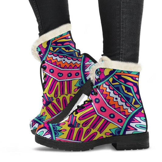 Colorful Mandala Bohemian Pattern Print Comfy Boots GearFrost