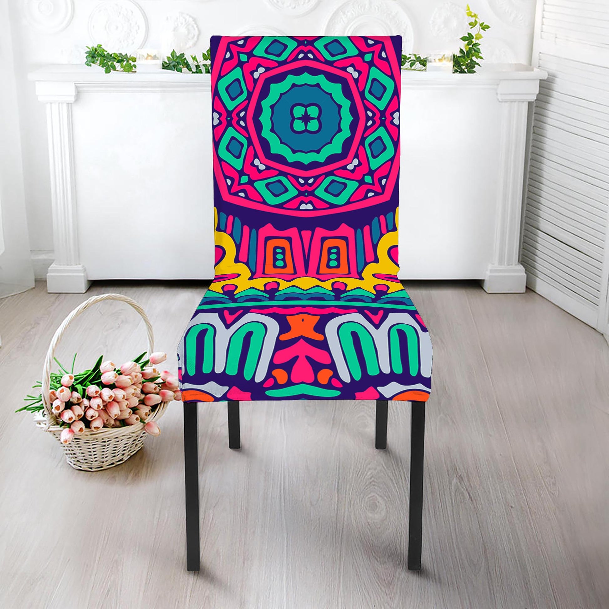 Colorful Mandala Bohemian Pattern Print Dining Chair Slipcover