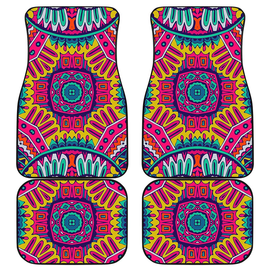 Colorful Mandala Bohemian Pattern Print Front and Back Car Floor Mats