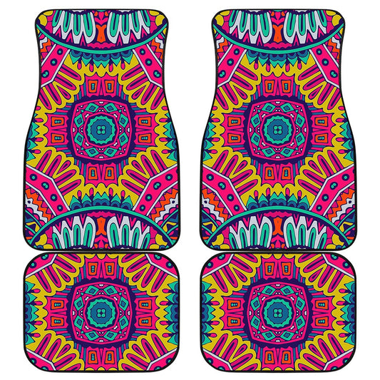 Colorful Mandala Bohemian Pattern Print Front and Back Car Floor Mats