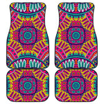 Colorful Mandala Bohemian Pattern Print Front and Back Car Floor Mats