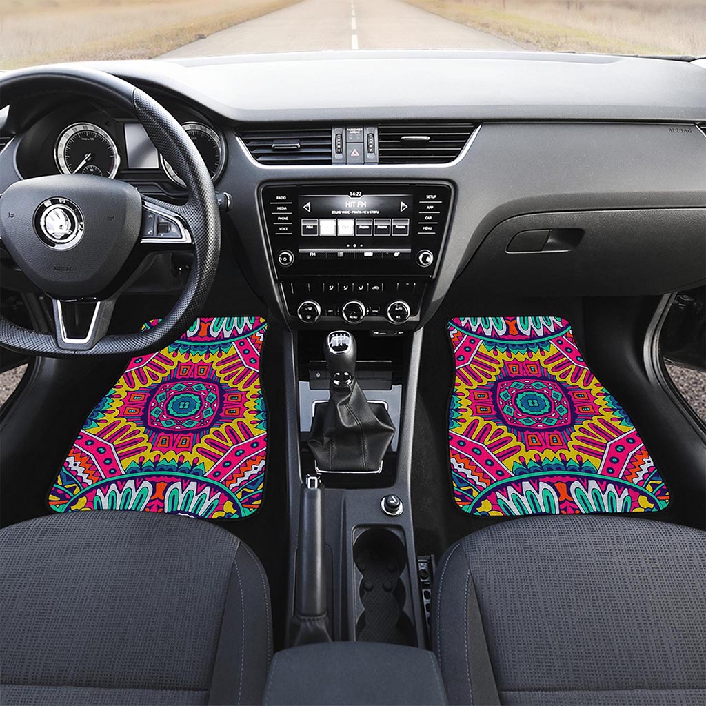 Colorful Mandala Bohemian Pattern Print Front and Back Car Floor Mats