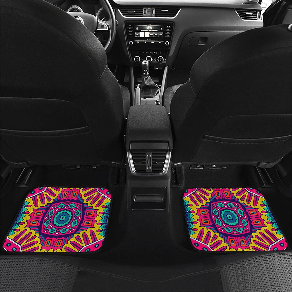 Colorful Mandala Bohemian Pattern Print Front and Back Car Floor Mats