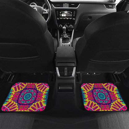 Colorful Mandala Bohemian Pattern Print Front and Back Car Floor Mats