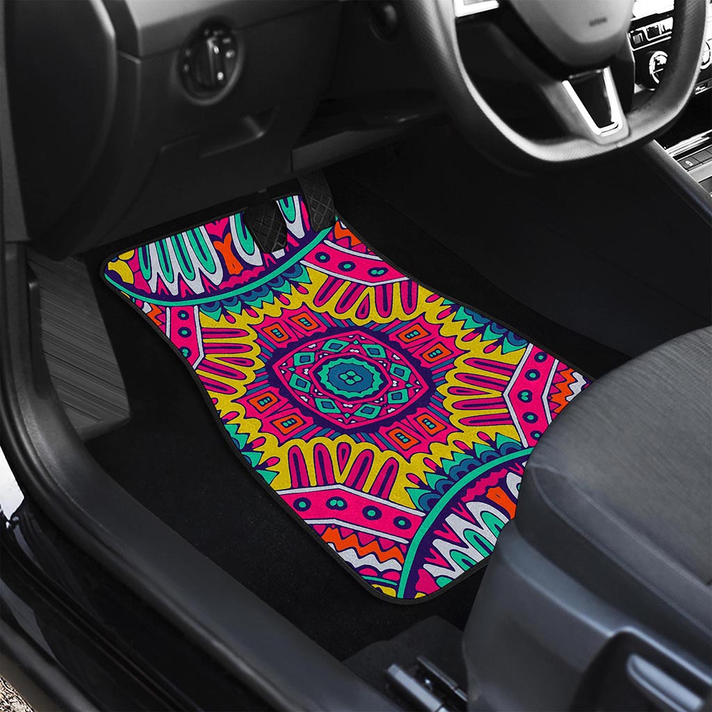 Colorful Mandala Bohemian Pattern Print Front and Back Car Floor Mats