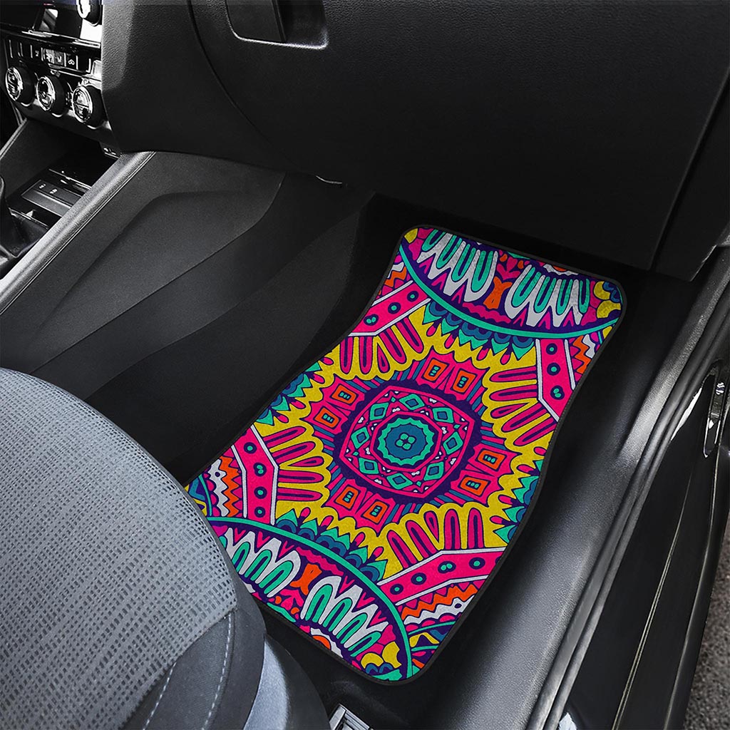 Colorful Mandala Bohemian Pattern Print Front and Back Car Floor Mats