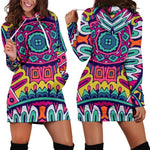 Colorful Mandala Bohemian Pattern Print Hoodie Dress GearFrost