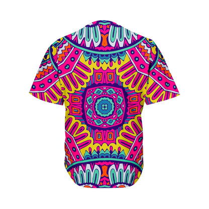 Colorful Mandala Bohemian Pattern Print Men's Baseball Jersey