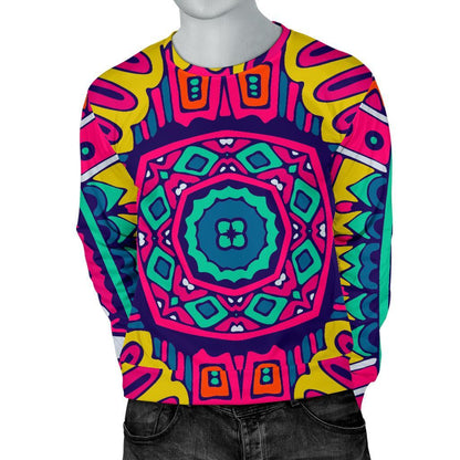 Colorful Mandala Bohemian Pattern Print Men's Crewneck Sweatshirt GearFrost
