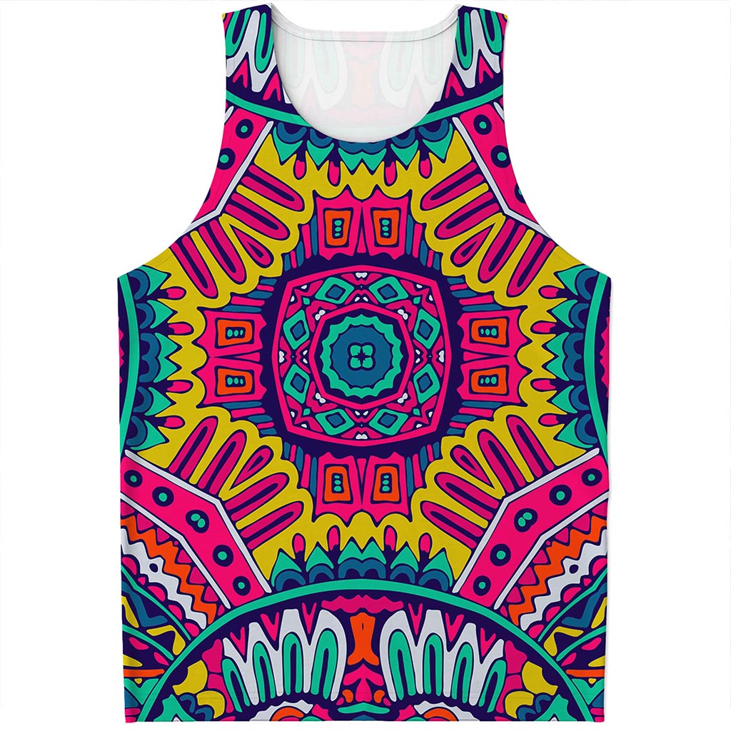 Colorful Mandala Bohemian Pattern Print Men's Tank Top