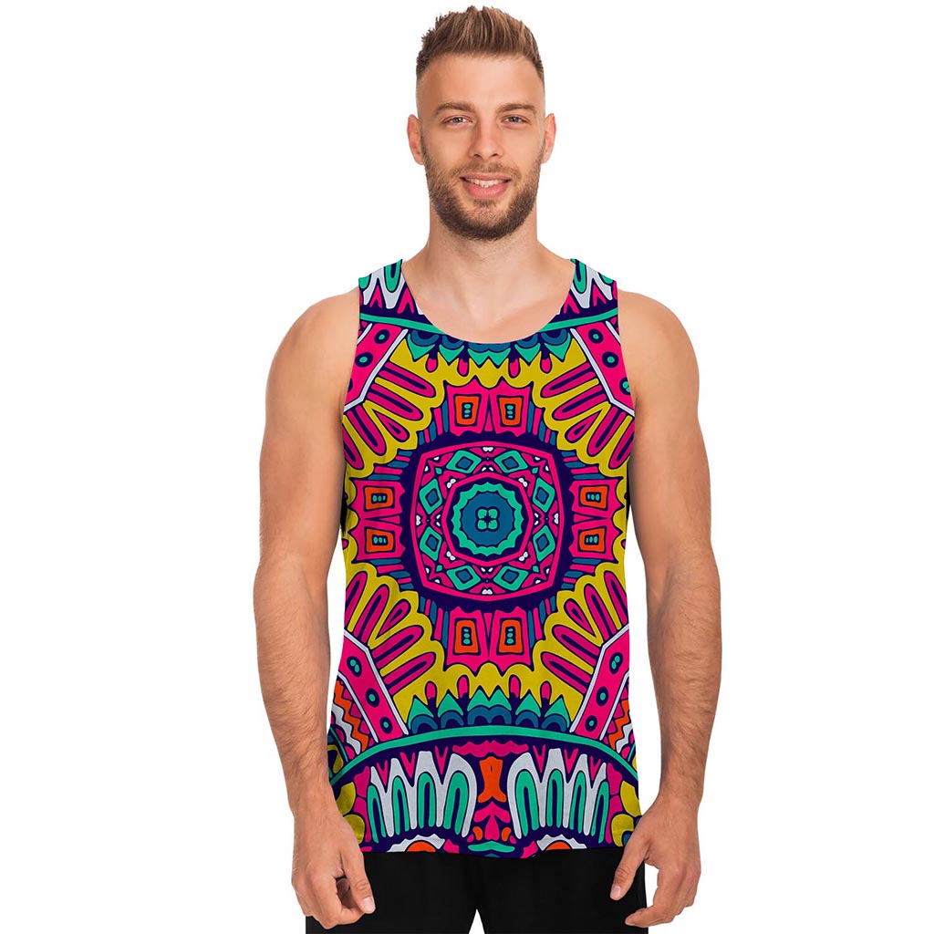 Colorful Mandala Bohemian Pattern Print Men's Tank Top