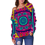 Colorful Mandala Bohemian Pattern Print Off Shoulder Sweatshirt GearFrost