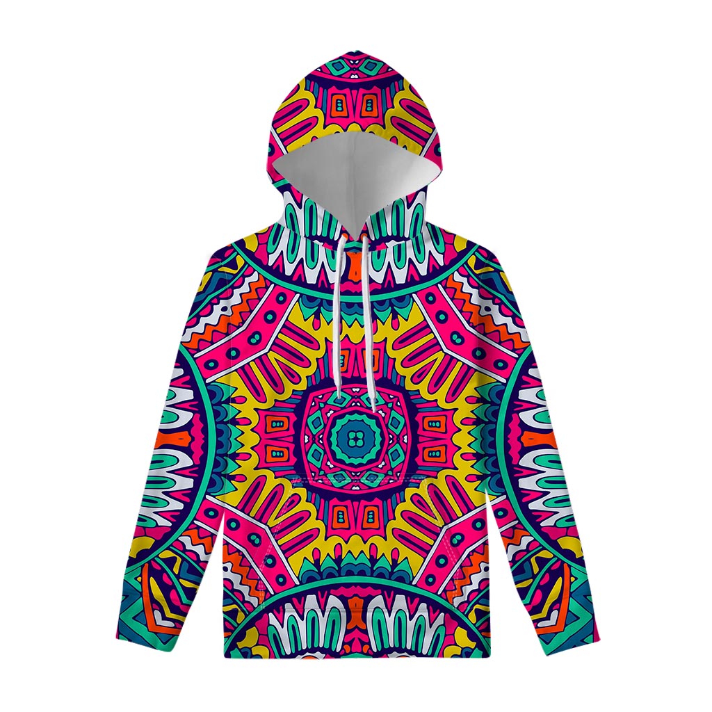Colorful Mandala Bohemian Pattern Print Pullover Hoodie