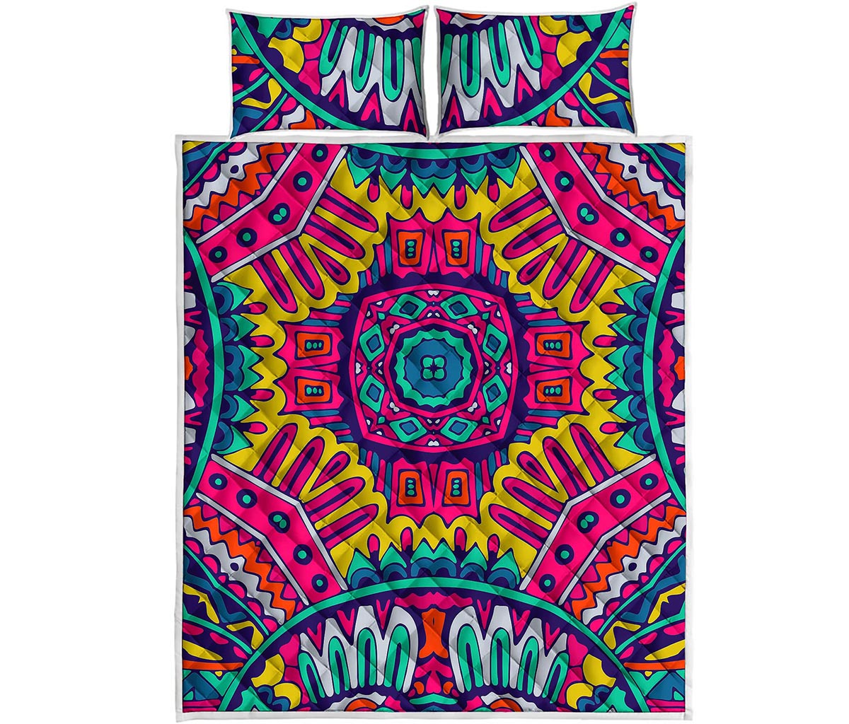 Colorful Mandala Bohemian Pattern Print Quilt Bed Set