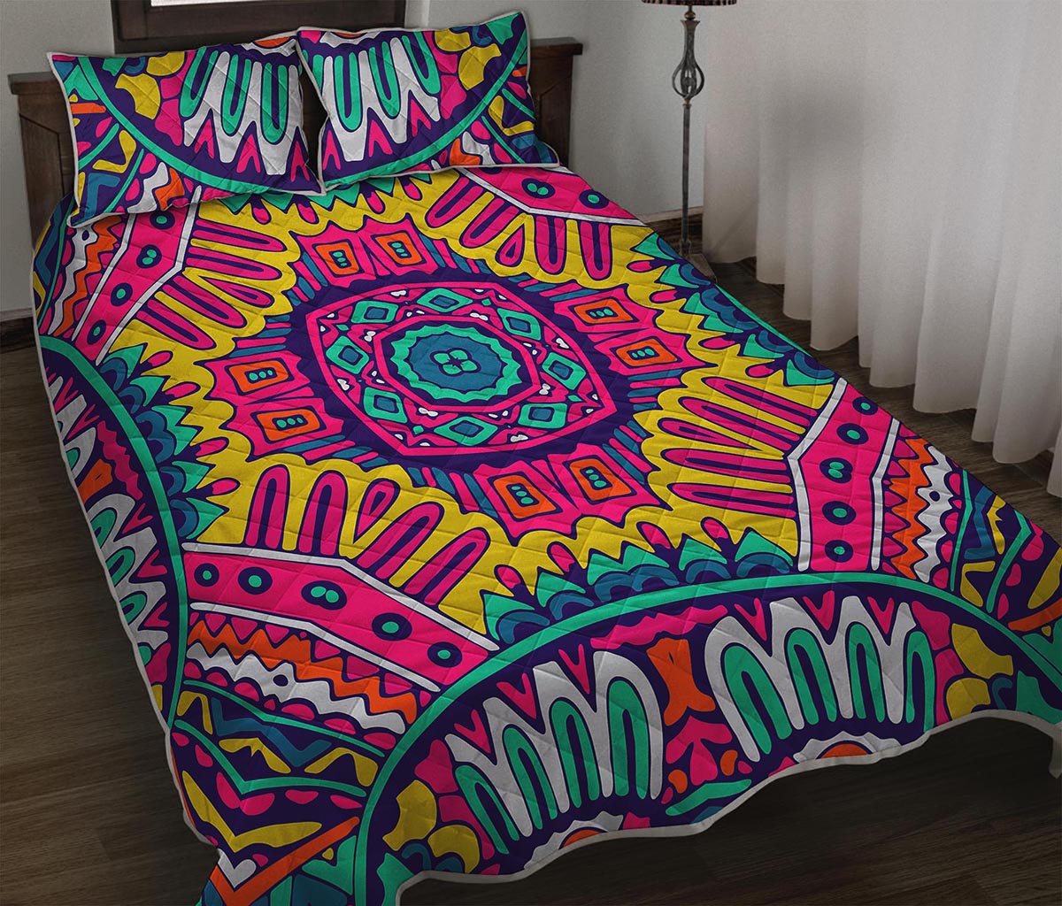 Colorful Mandala Bohemian Pattern Print Quilt Bed Set