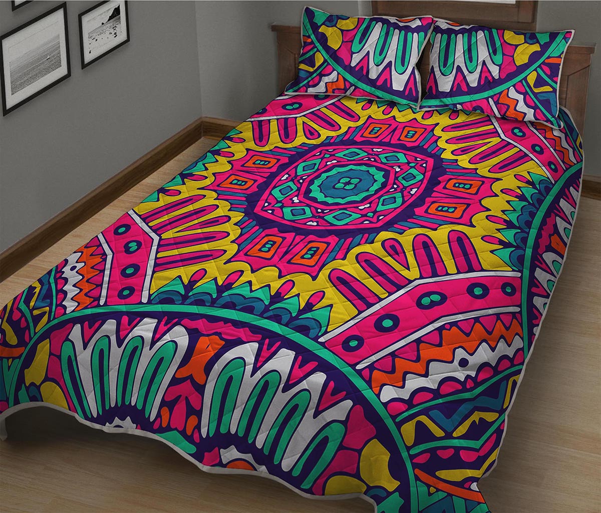 Colorful Mandala Bohemian Pattern Print Quilt Bed Set