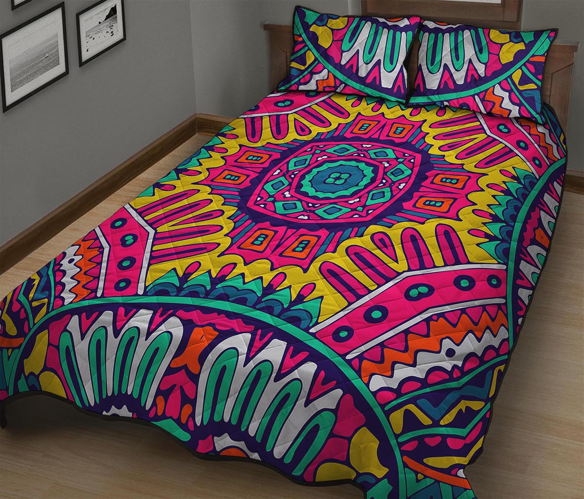 Colorful Mandala Bohemian Pattern Print Quilt Bed Set