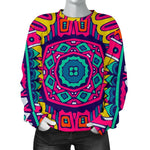 Colorful Mandala Bohemian Pattern Print Women's Crewneck Sweatshirt GearFrost