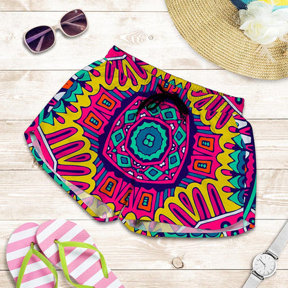 Colorful Mandala Bohemian Pattern Print Women's Shorts