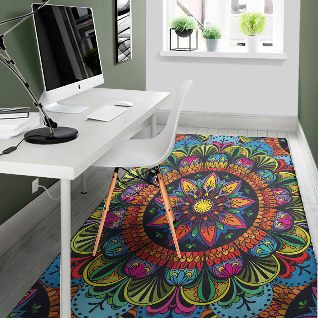Colorful Mandala Print Area Rug