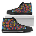 Colorful Mandala Print Black High Top Sneakers