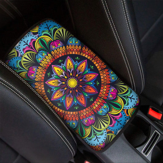 Colorful Mandala Print Car Center Console Cover