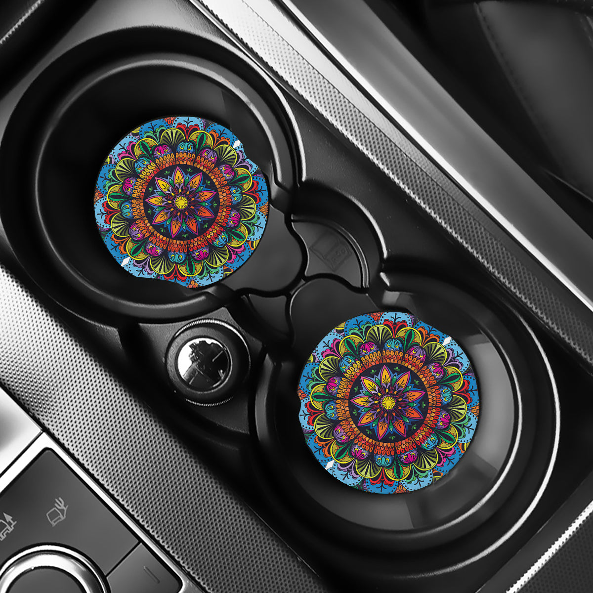 Colorful Mandala Print Car Coasters