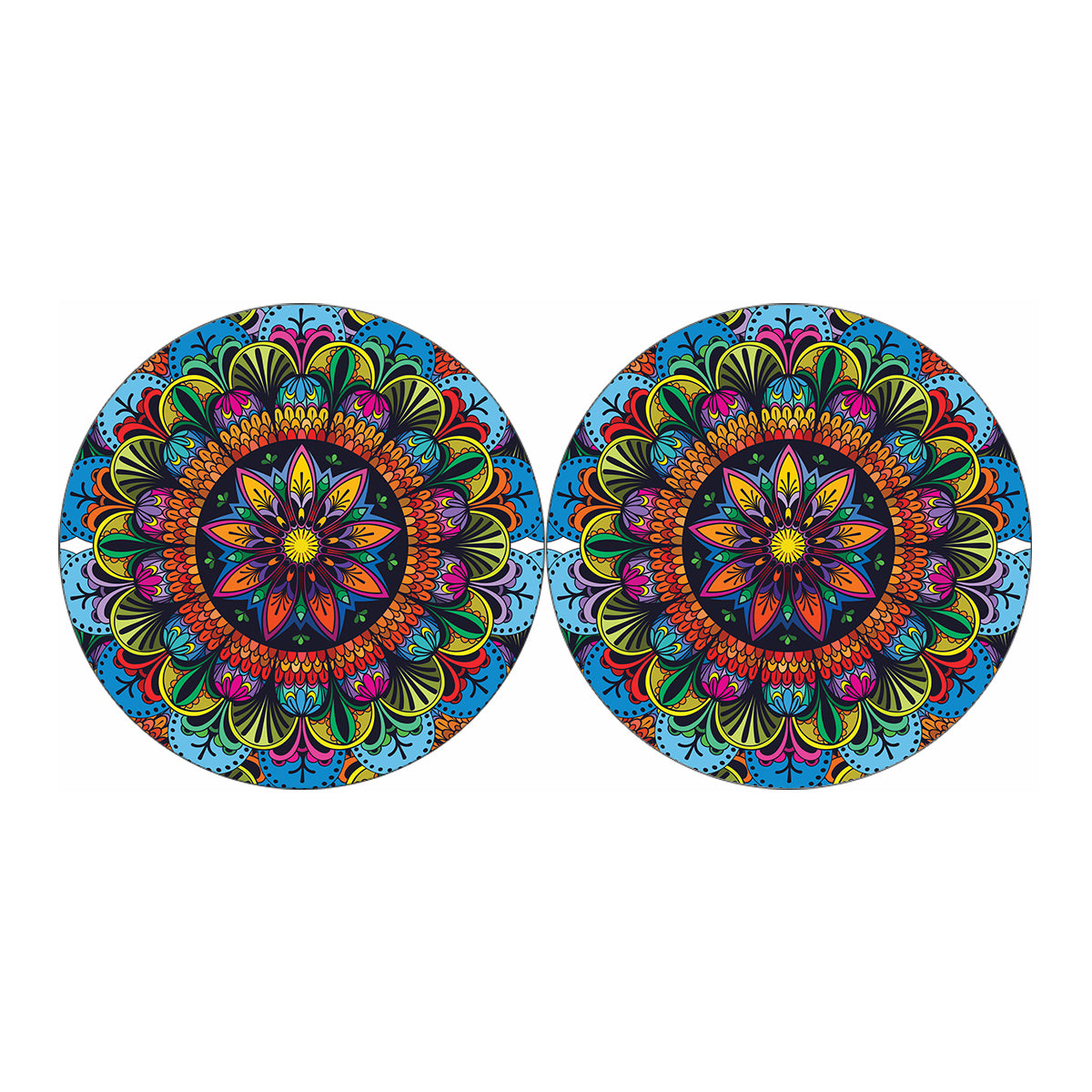 Colorful Mandala Print Car Coasters