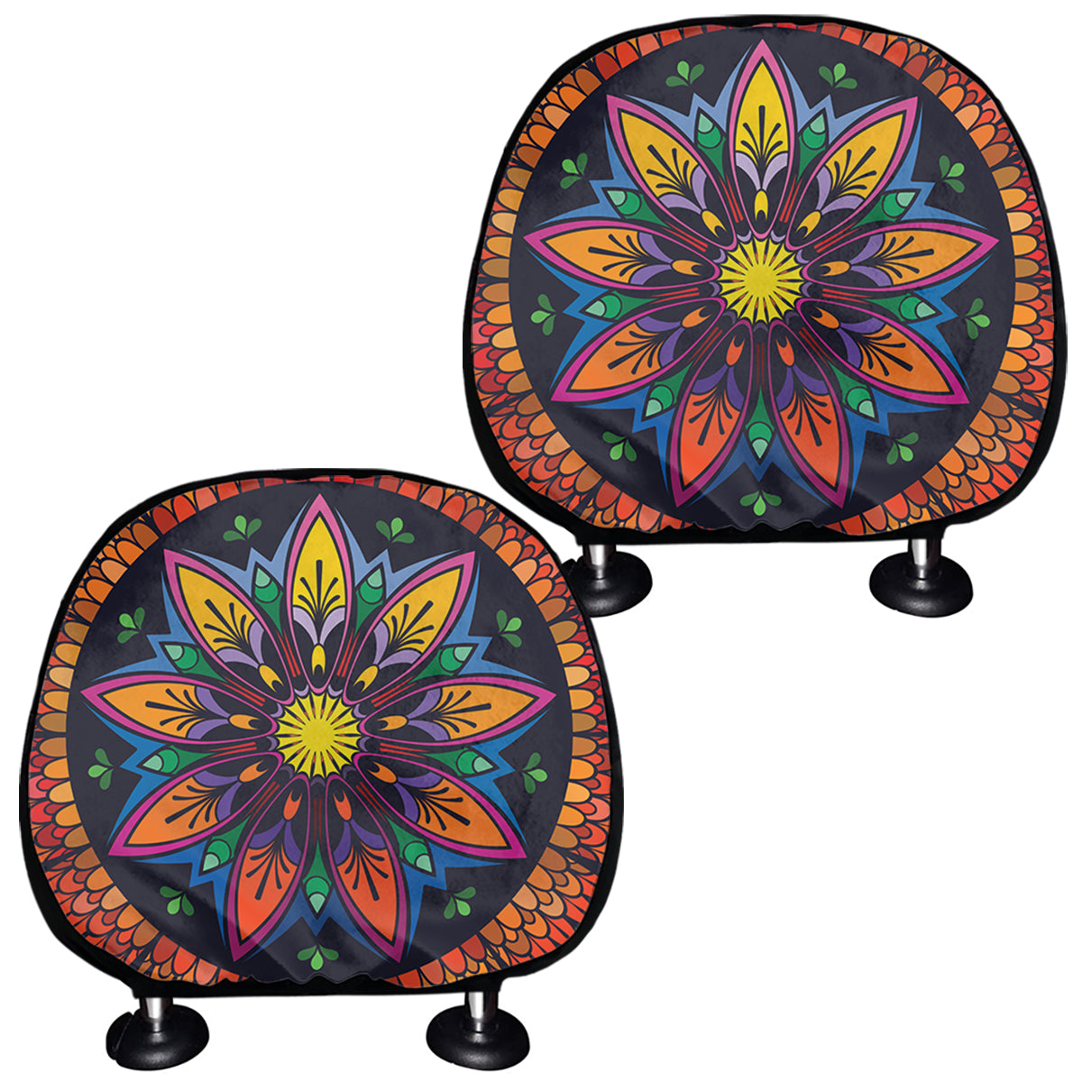 Colorful Mandala Print Car Headrest Covers