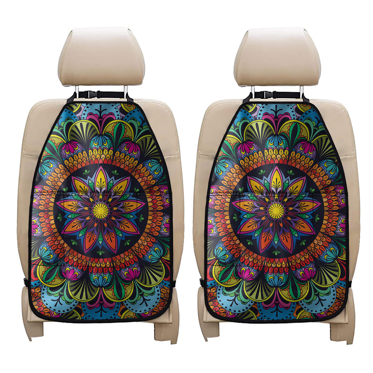 Colorful Mandala Print Car Seat Organizers