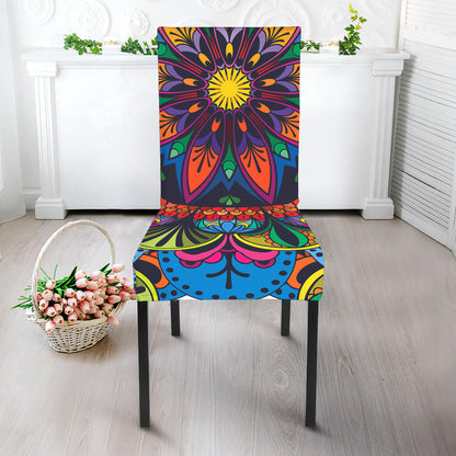 Colorful Mandala Print Dining Chair Slipcover
