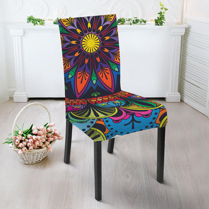 Colorful Mandala Print Dining Chair Slipcover