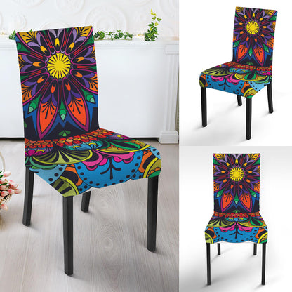 Colorful Mandala Print Dining Chair Slipcover