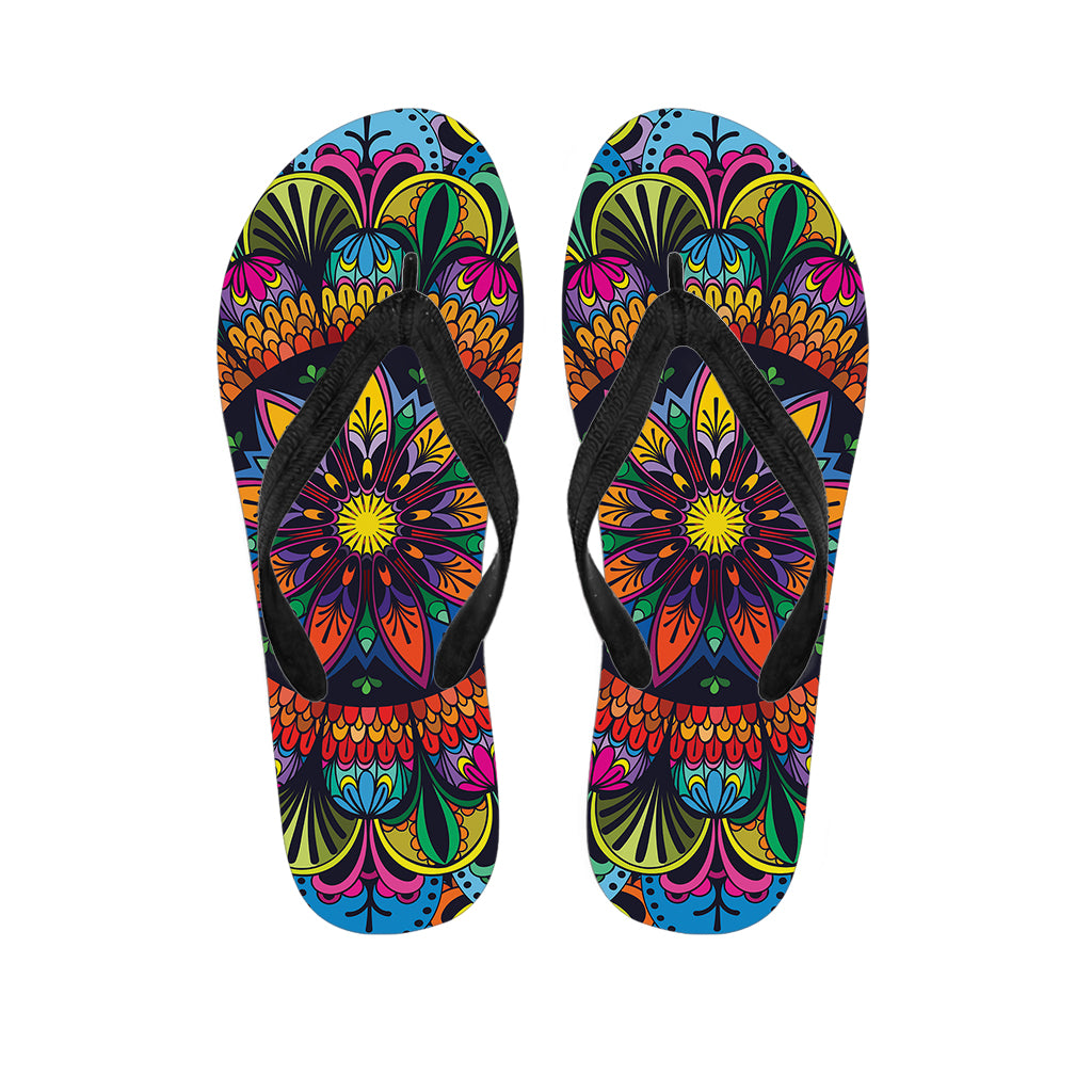 Colorful Mandala Print Flip Flops