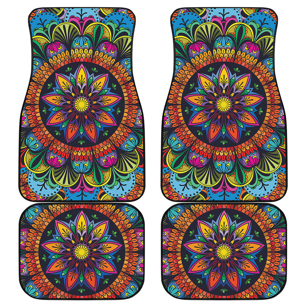 Colorful Mandala Print Front and Back Car Floor Mats
