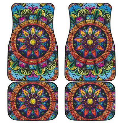 Colorful Mandala Print Front and Back Car Floor Mats