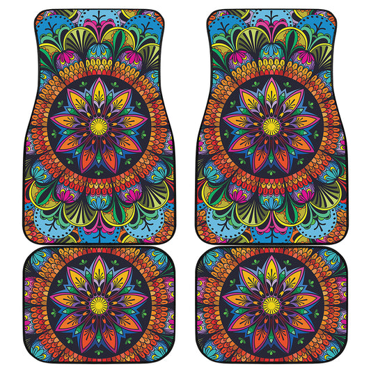 Colorful Mandala Print Front and Back Car Floor Mats