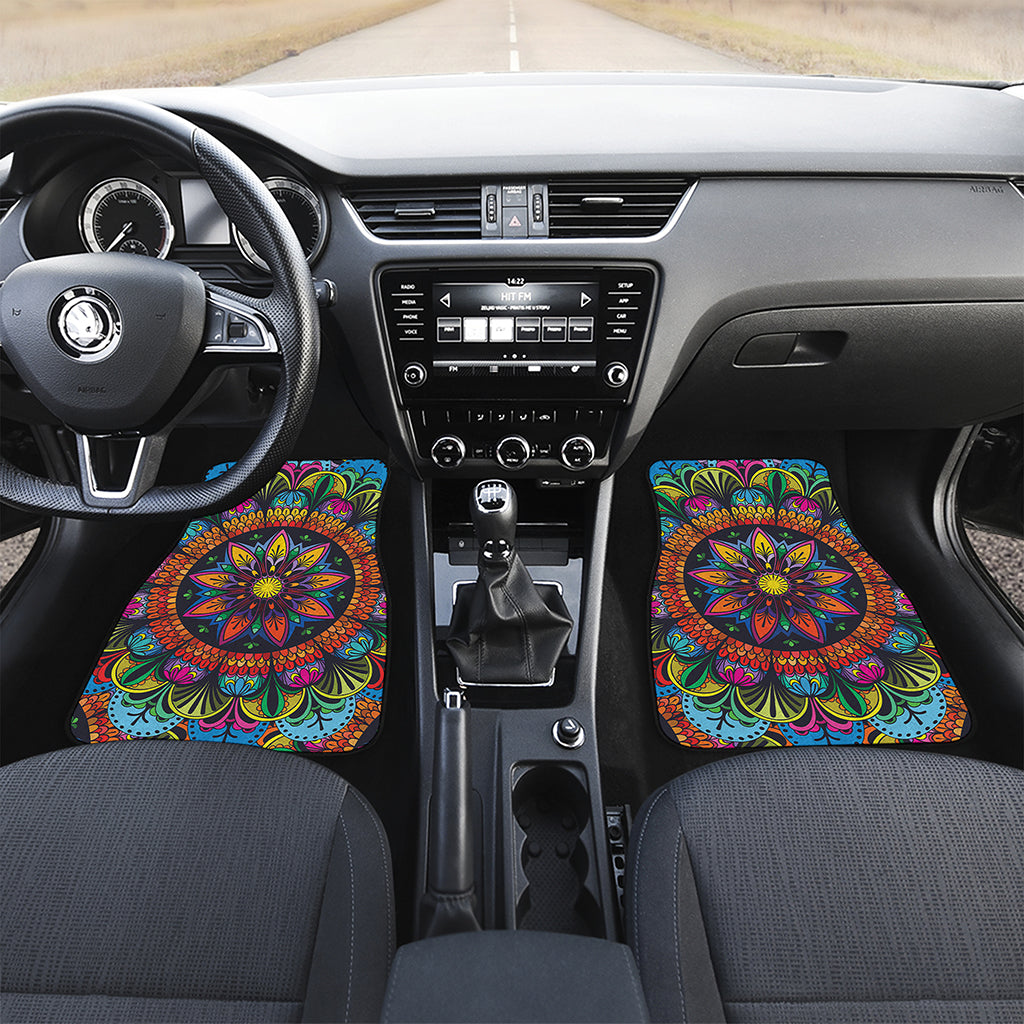 Colorful Mandala Print Front and Back Car Floor Mats
