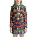 Colorful Mandala Print Hoodie Dress