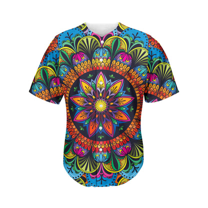 Colorful Mandala Print Men's Baseball Jersey