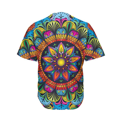 Colorful Mandala Print Men's Baseball Jersey