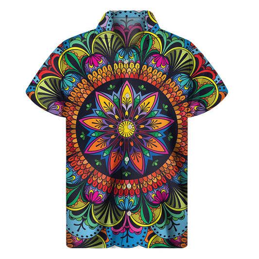 Colorful Mandala Print Men's Short Sleeve Shirt