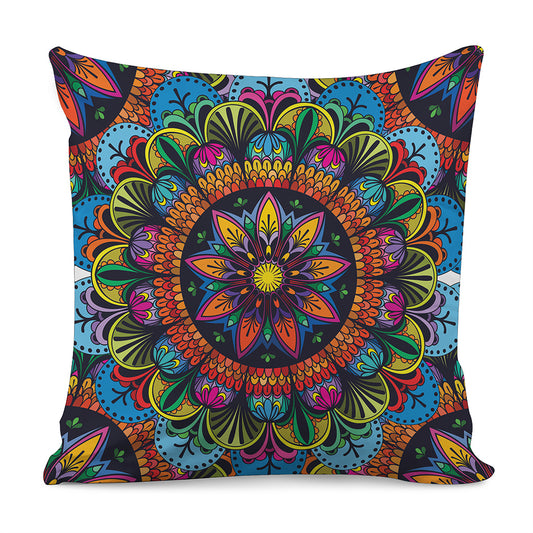 Colorful Mandala Print Pillow Cover