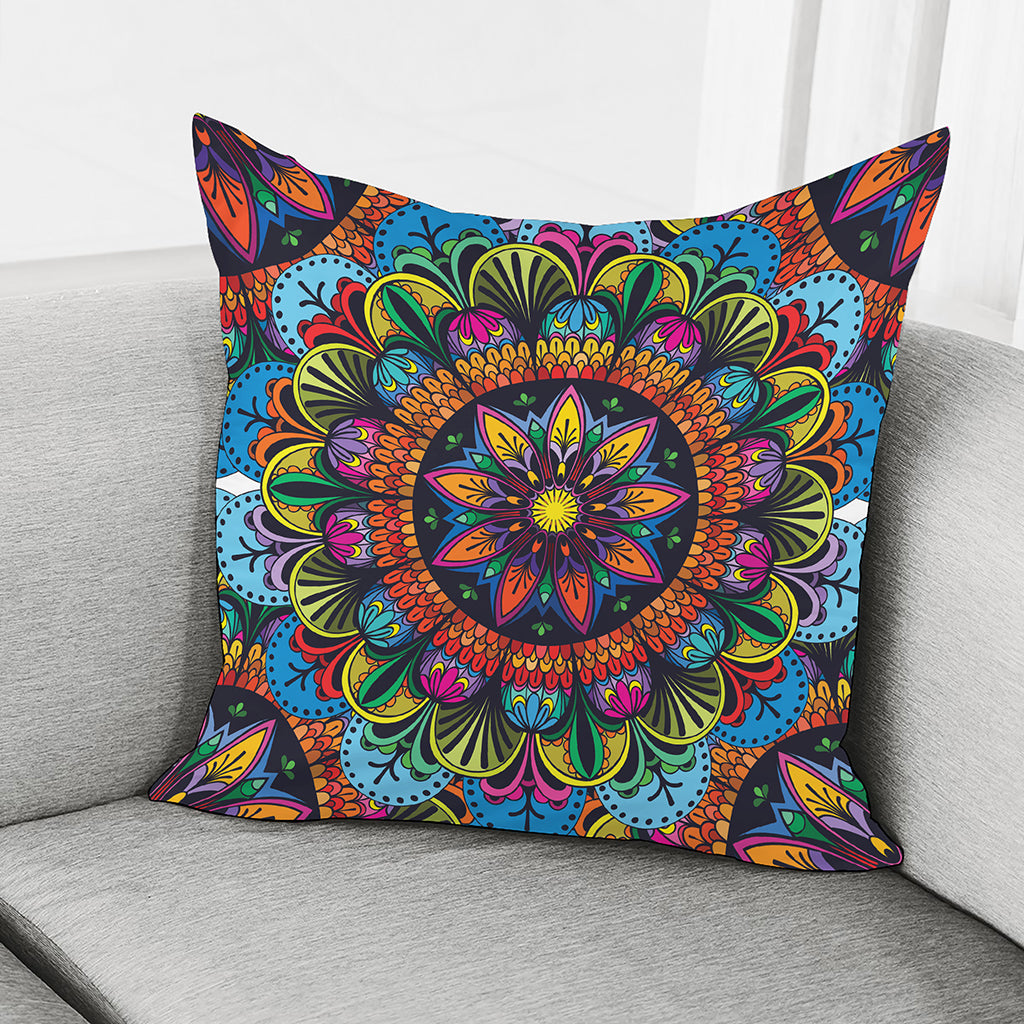 Colorful Mandala Print Pillow Cover