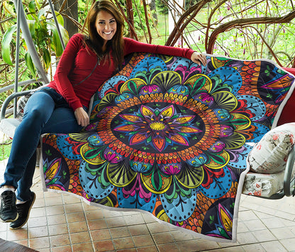 Colorful Mandala Print Quilt