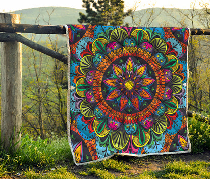 Colorful Mandala Print Quilt