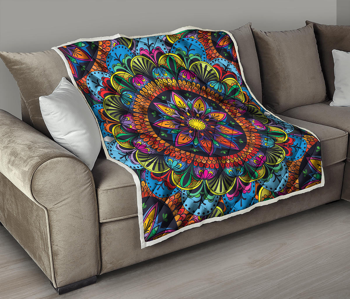 Colorful Mandala Print Quilt